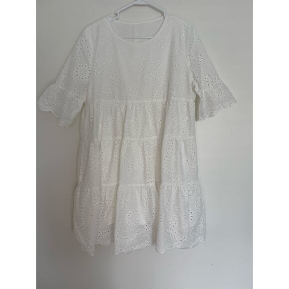 Unbranded Dresses & Skirts - NWOT White Eyelet Baby Doll Dress XL Summer Shower Wedding Bride Graduation